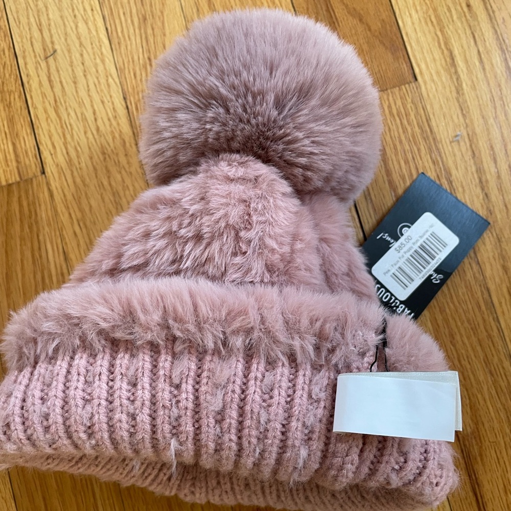 Plush Pink Faux Fur Hat